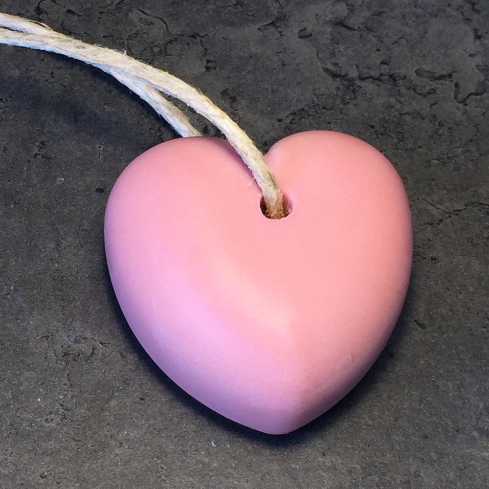 PINK CLAY HEART - Soap on a rope